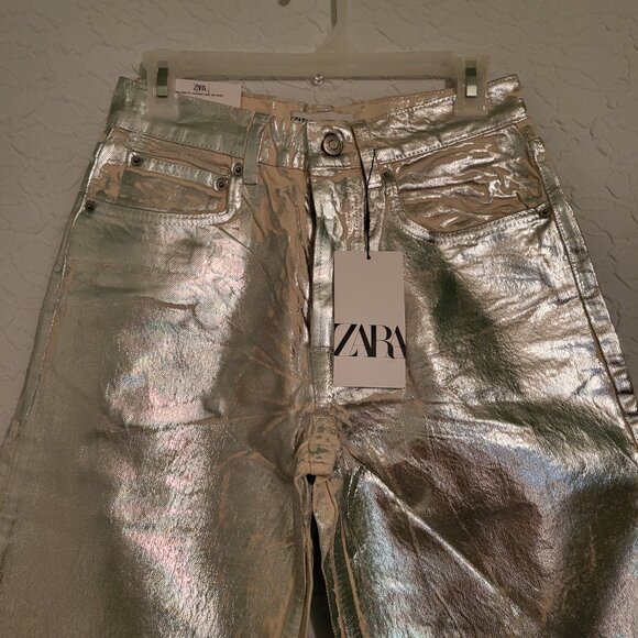 Zara Silver Straight Leg Jeans - Picture 5 of 15